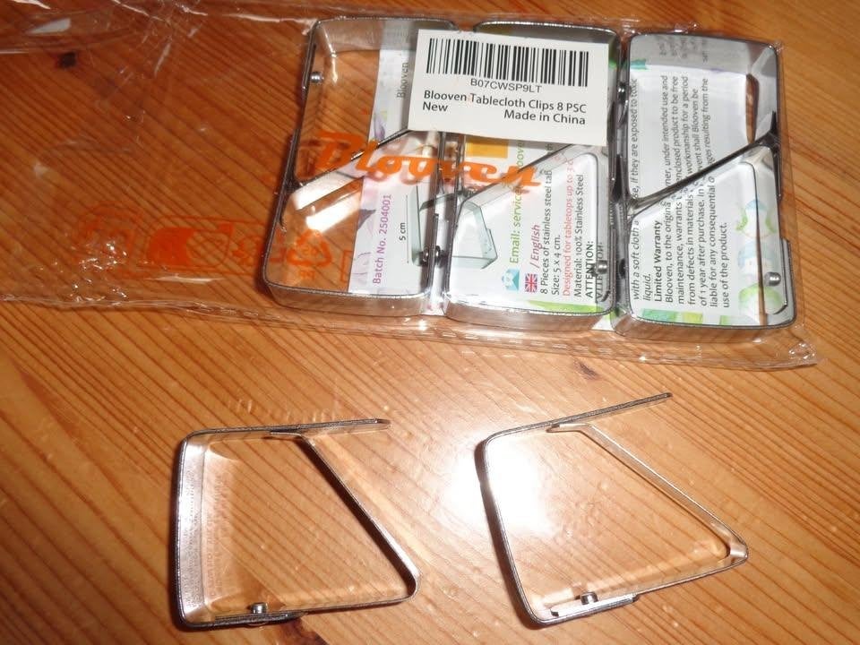 pinces à nappe en acier Inoxydable (clips):8 pièces (NEUVES), Huis en Inrichting, Tafelkleden, Overige materialen, Zilver, Geschikt voor buiten