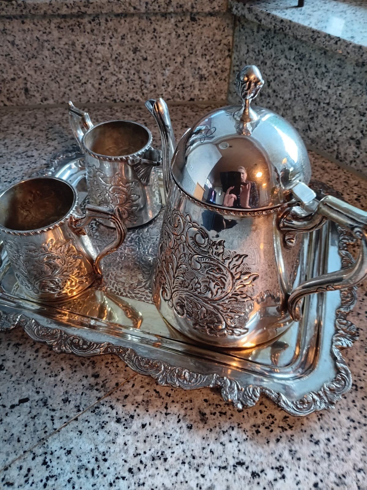 verzilverd koffie of thee stel., Antiek en Kunst, Ophalen of Verzenden