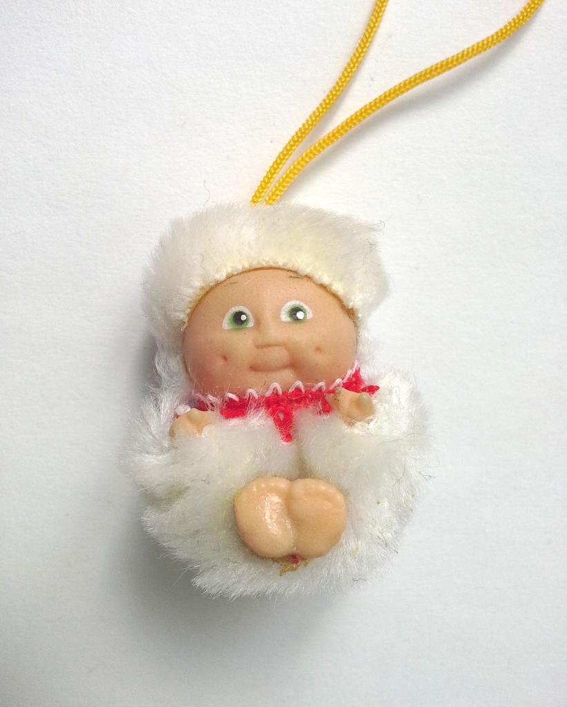 Collier mini peluche Patouf blanche vintage, Enlèvement, Utilisé, Blanc