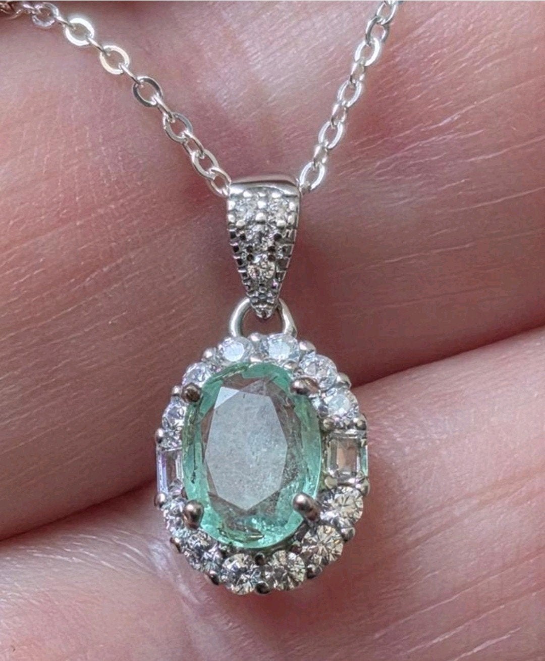 Handgemaakte hanger van 925 zilver - natuurlijke smaragd uit, Ophalen, Wit, Nieuw, Met edelsteen
