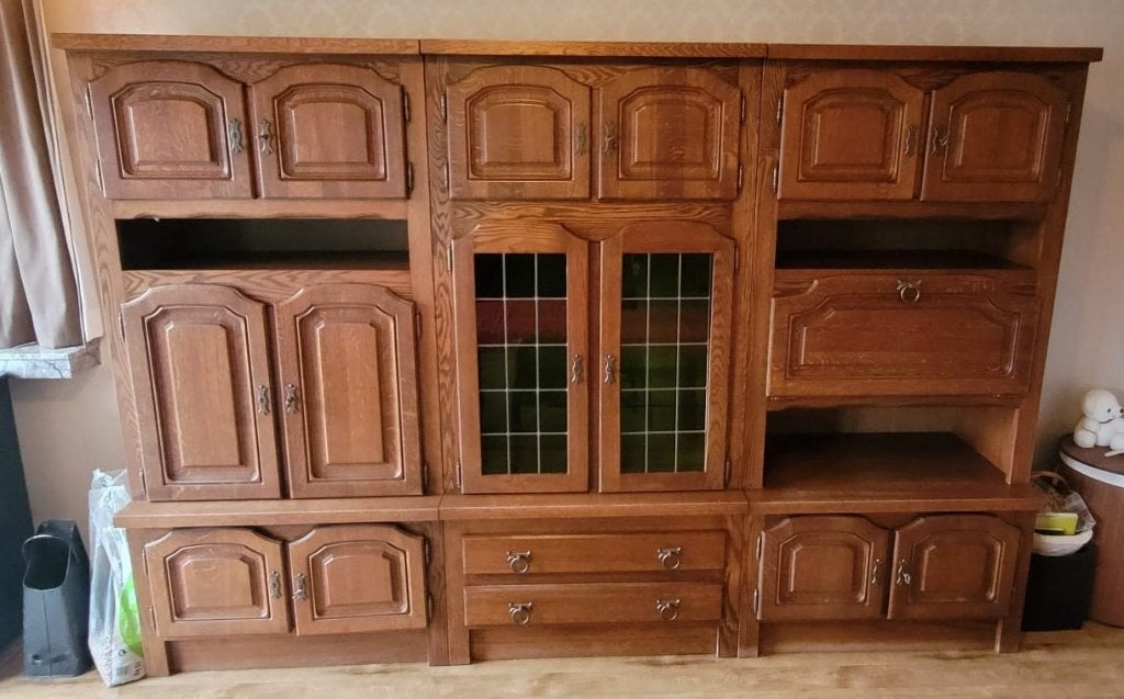 Antieke eiken kast, Ophalen, 250 tot 300 cm, Gebruikt, 200 cm of meer