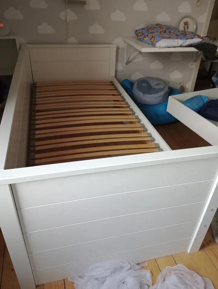 Eenpersoons bed met matras, Huis en Inrichting, Slaapkamer | Bedden, Ophalen, Gebruikt, 90 cm, Eenpersoons