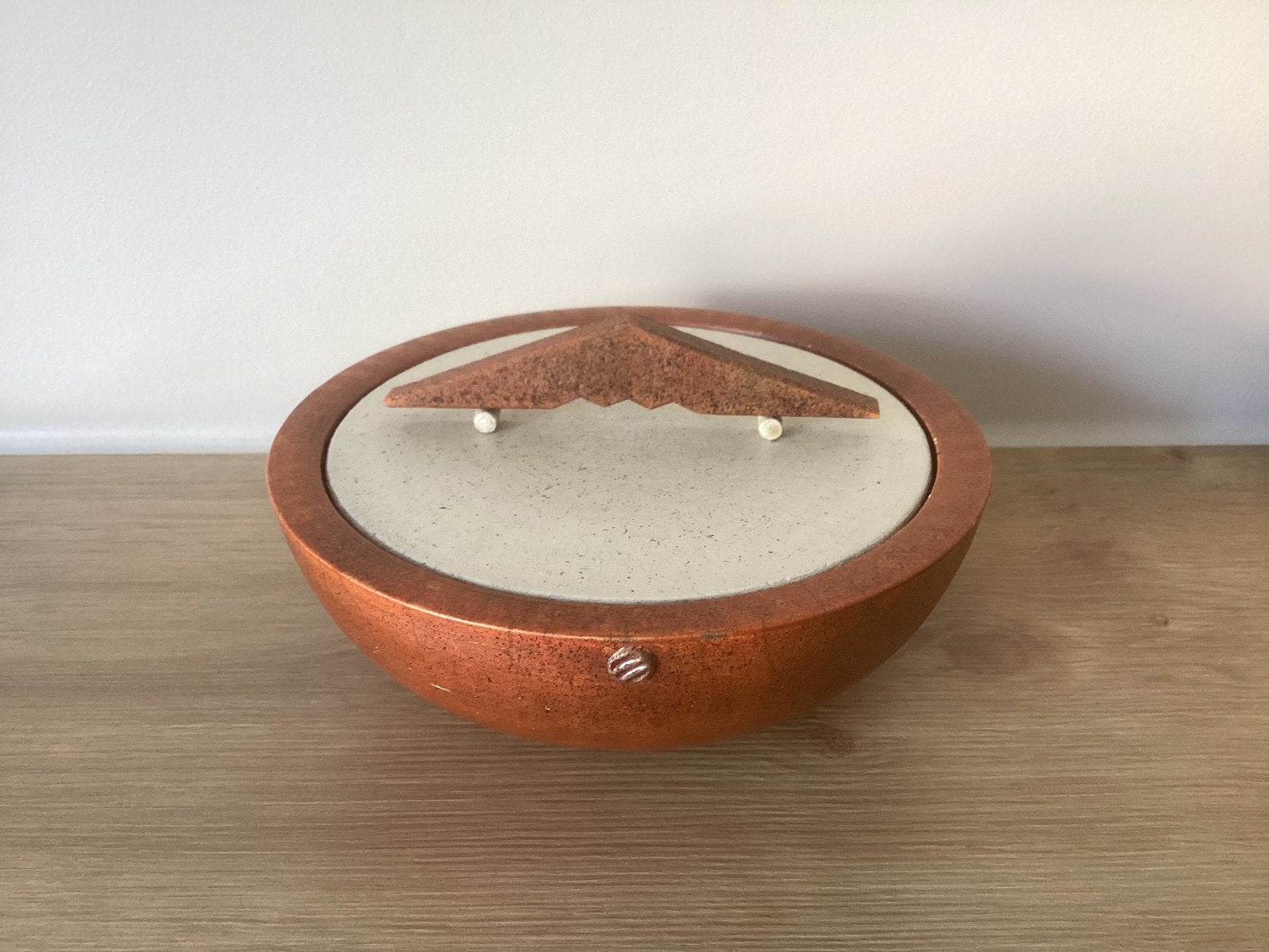 Schaal met deksel klei aardewerk keramiek raku 18cm, Porselein of Keramiek, Schaal, Rond, Nieuw
