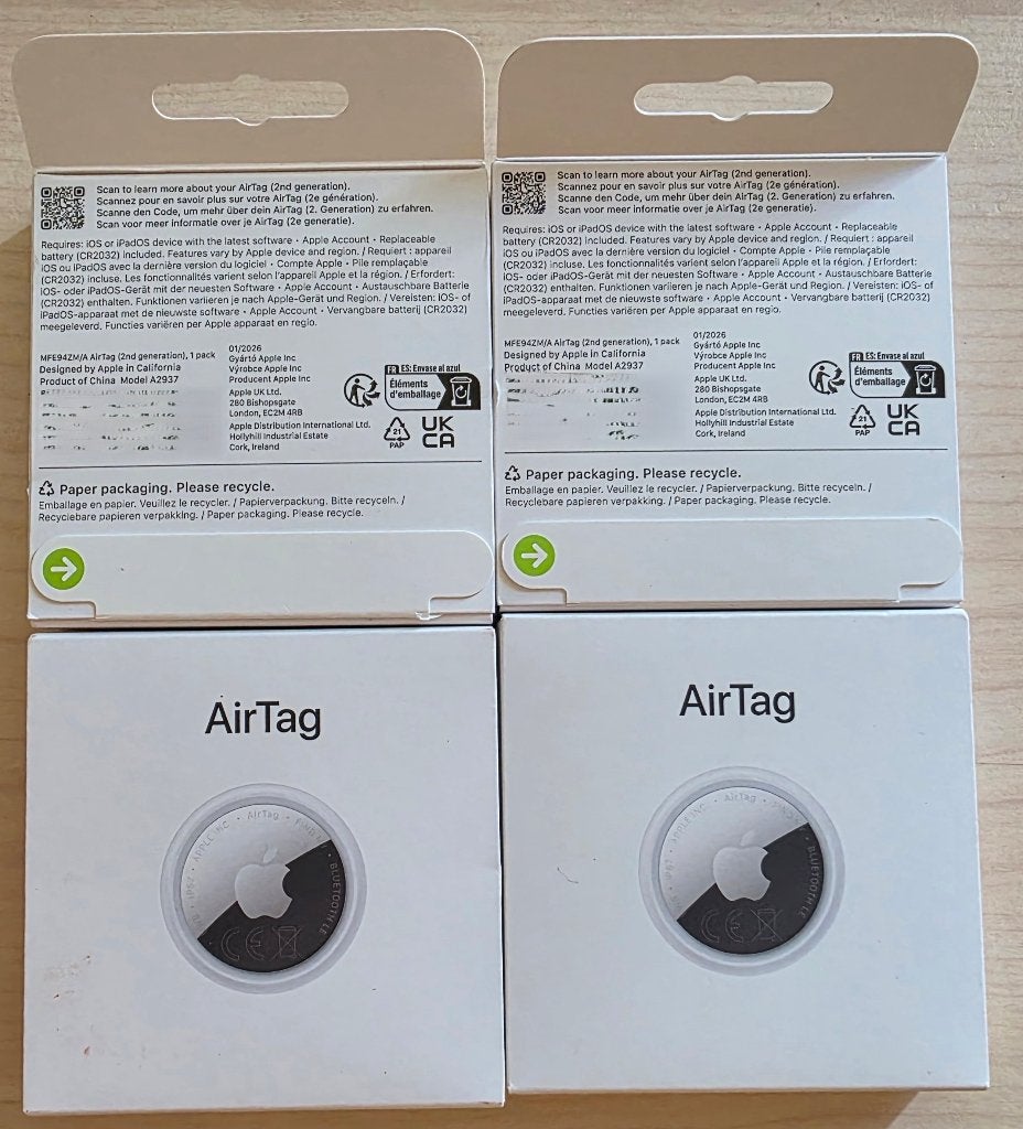 Apple AirTag (2e generatie), 4 stuks, Enlèvement, Neuf, Support de téléphone ou Accessoire, Apple iPhone