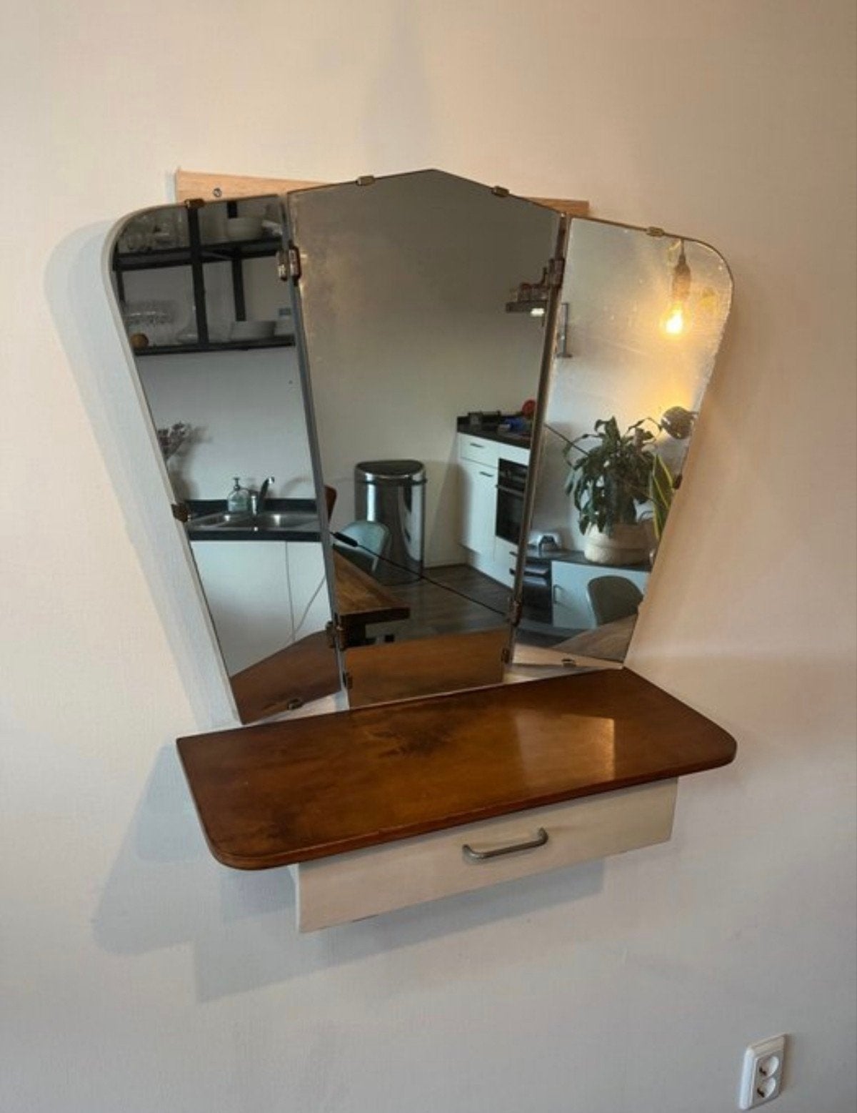 Miroir Coiffeuse Années 1960, Enlèvement, Bois