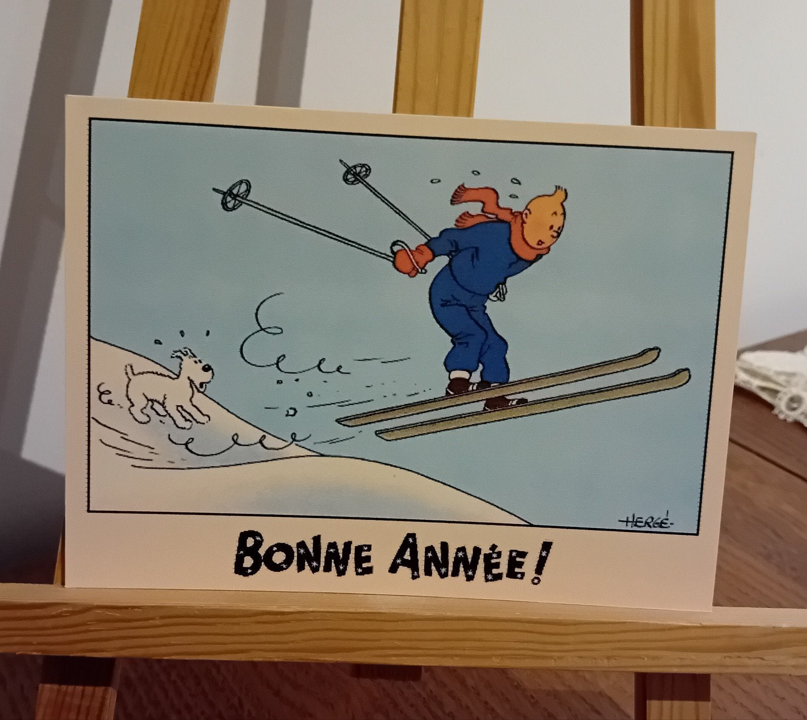 Tintin 014: prachtige kaart genaamd „sneeuw”, heruitgave uit, Verzenden, Kuifje, Zo goed als nieuw, Plaatje, Poster of Sticker