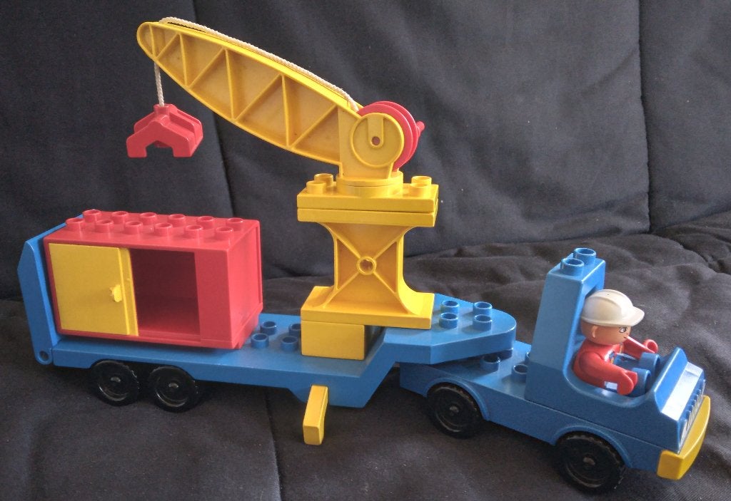 Container Truck with Crane - Duplo #2638 (1987), Kinderen en Baby's, Ophalen, Gebruikt, Compleet, Duplo