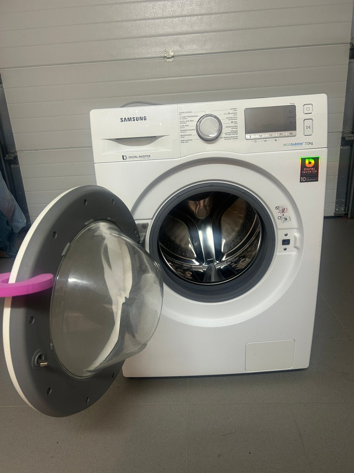 Samsung wasmachine eco bubble 7 kilogram, 6 tot 8 kg, Ophalen, Gebruikt, Voorlader