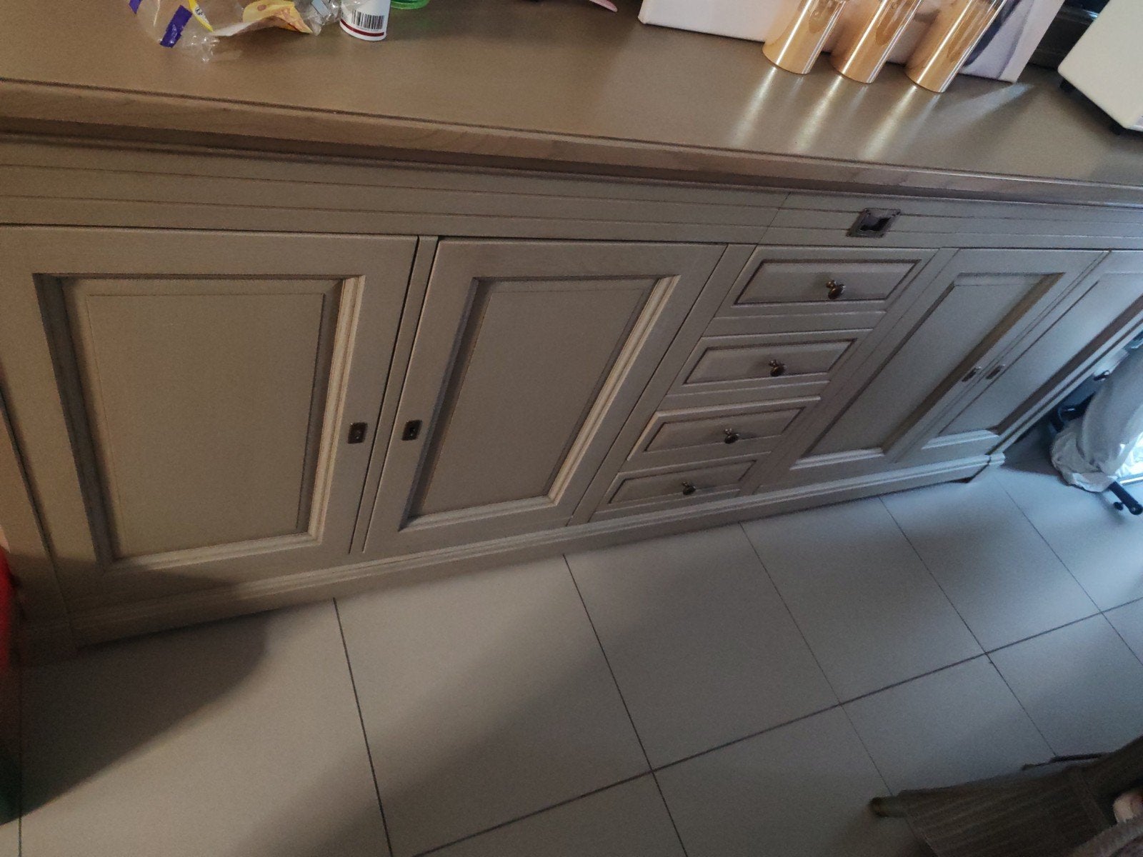 eetkamer set dressoir, spiegel tafel, lange kast, Enlèvement, Utilisé, Chêne, Landelijk