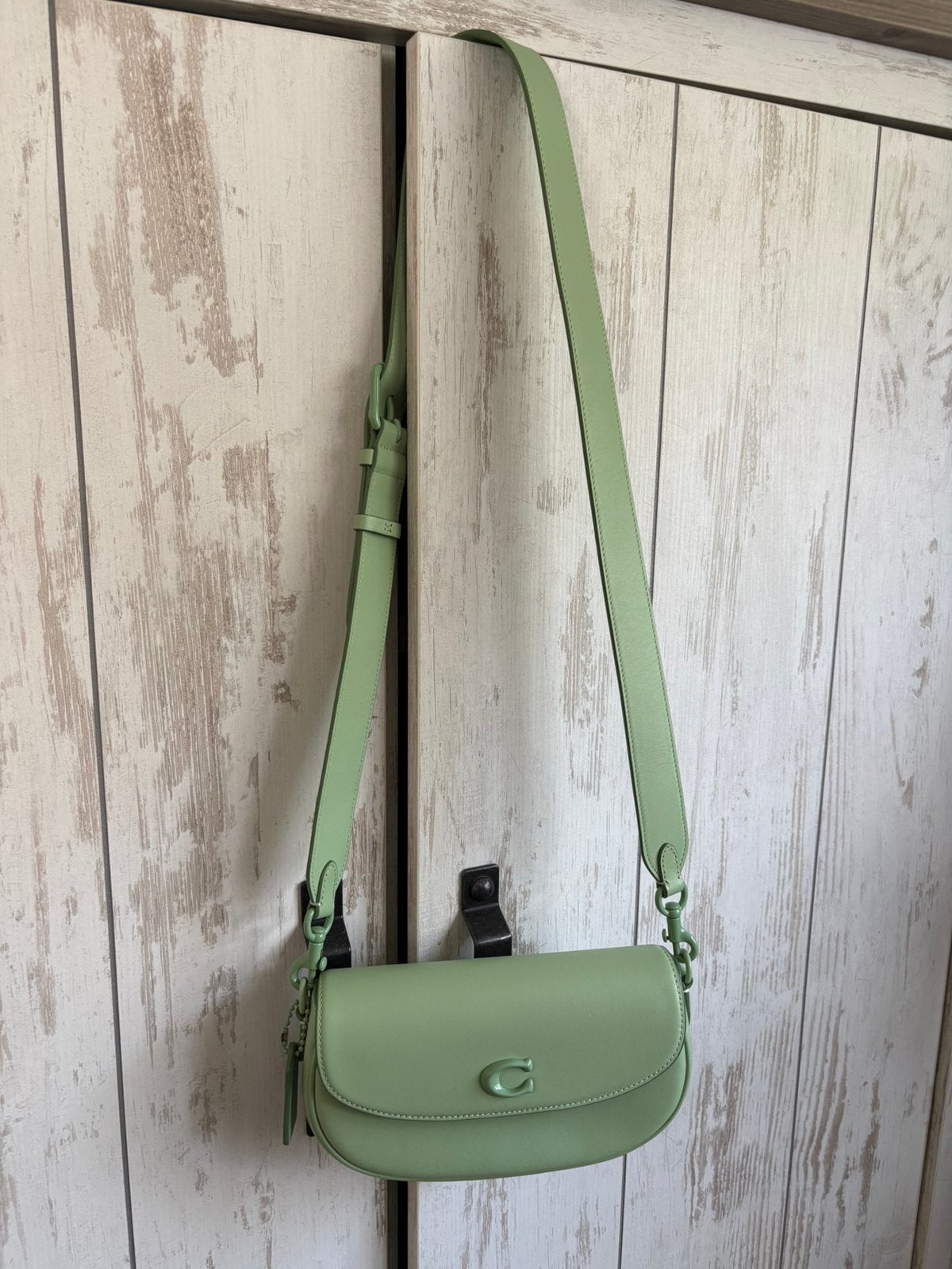 Authentieke koetstas, Handtassen en Accessoires, Nieuw, Leer, Groen, Ophalen