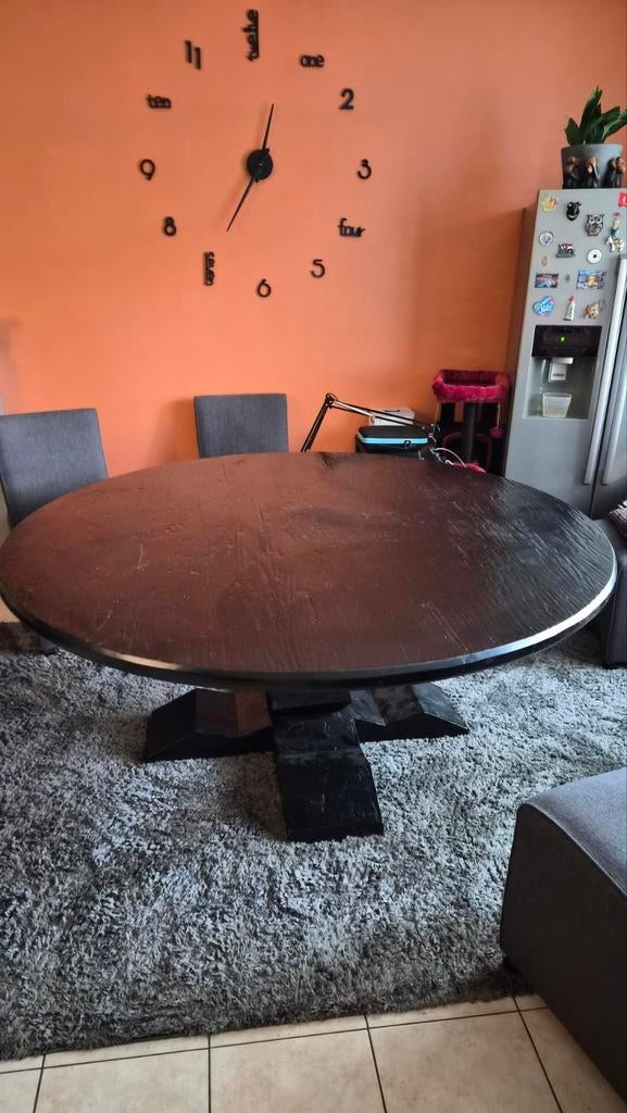 Zwarte ronde eettafel, Huis en Inrichting, Ophalen