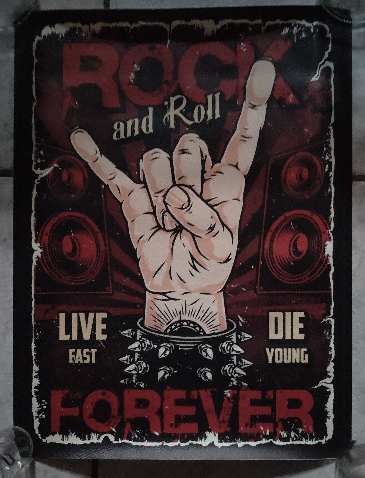 Lot de 4 affiches rock vintage Toiles imprimées 30 x 40 cm, Neuf, Enlèvement ou Envoi, Rectangulaire vertical, A1 jusqu'à A3