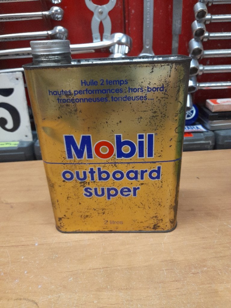 ancien bidon huile vide mobil outboard super, Envoi, Utilisé, Autres types