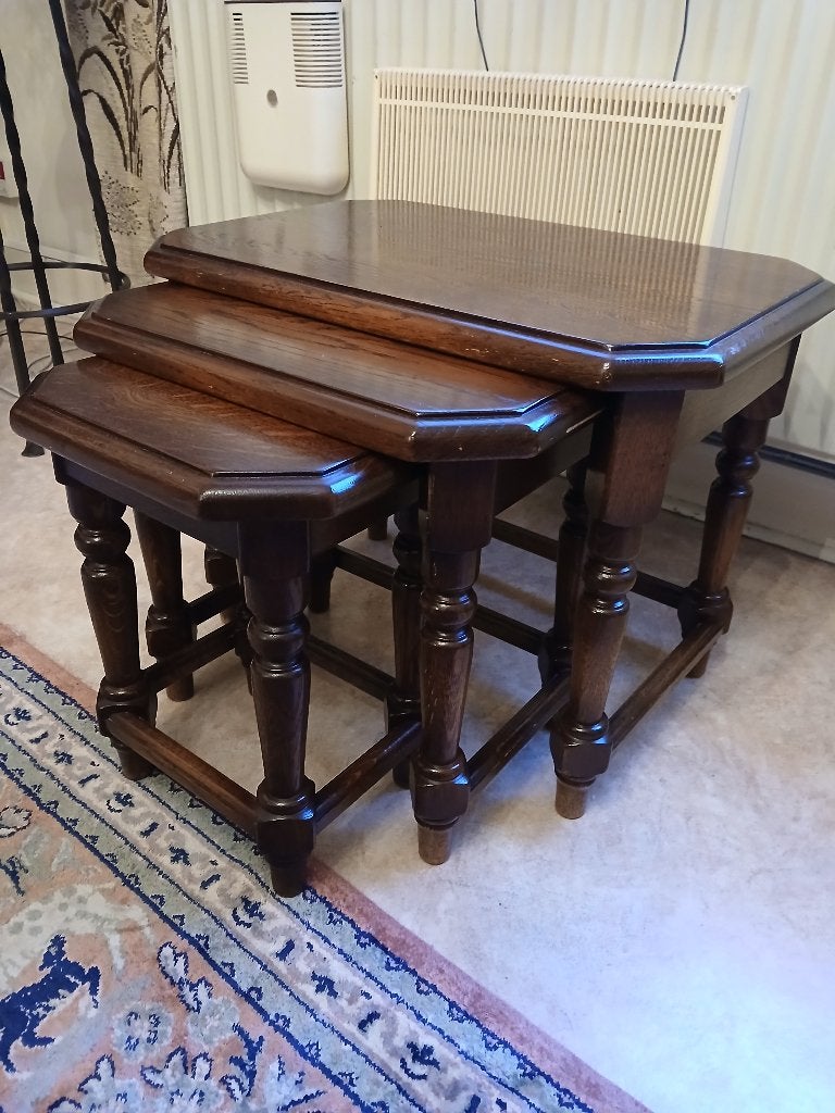 Lot 3 Tables gigognes, Maison & Meubles, 50 à 100 cm, Enlèvement, Utilisé, Chêne