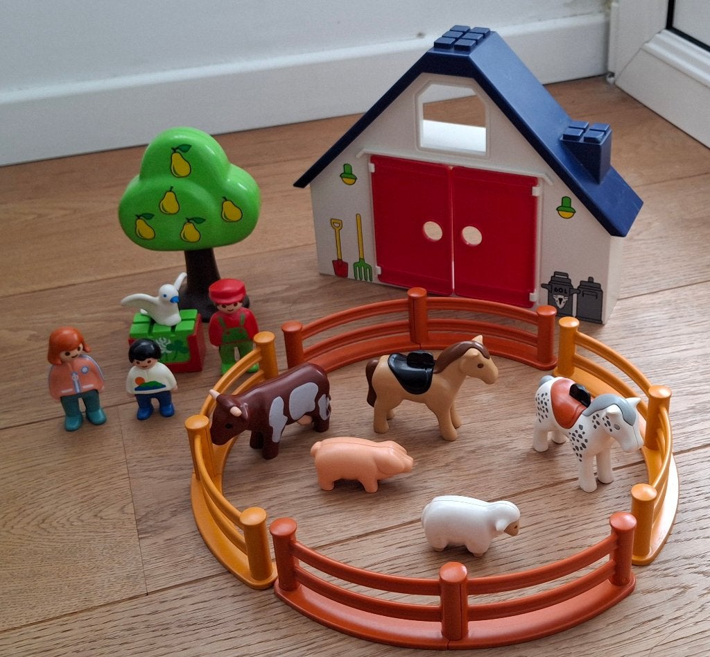 Playmobil 1 2 3 la grande ferme et ses animaux, Bâtiment, 1.2.3, Comme neuf, Kit complet