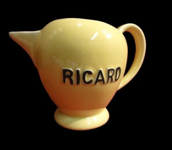 Vintage ( geel - wit ) RICARD kruik 1-liter, Verzamelen, Ophalen, Gebruiksvoorwerp