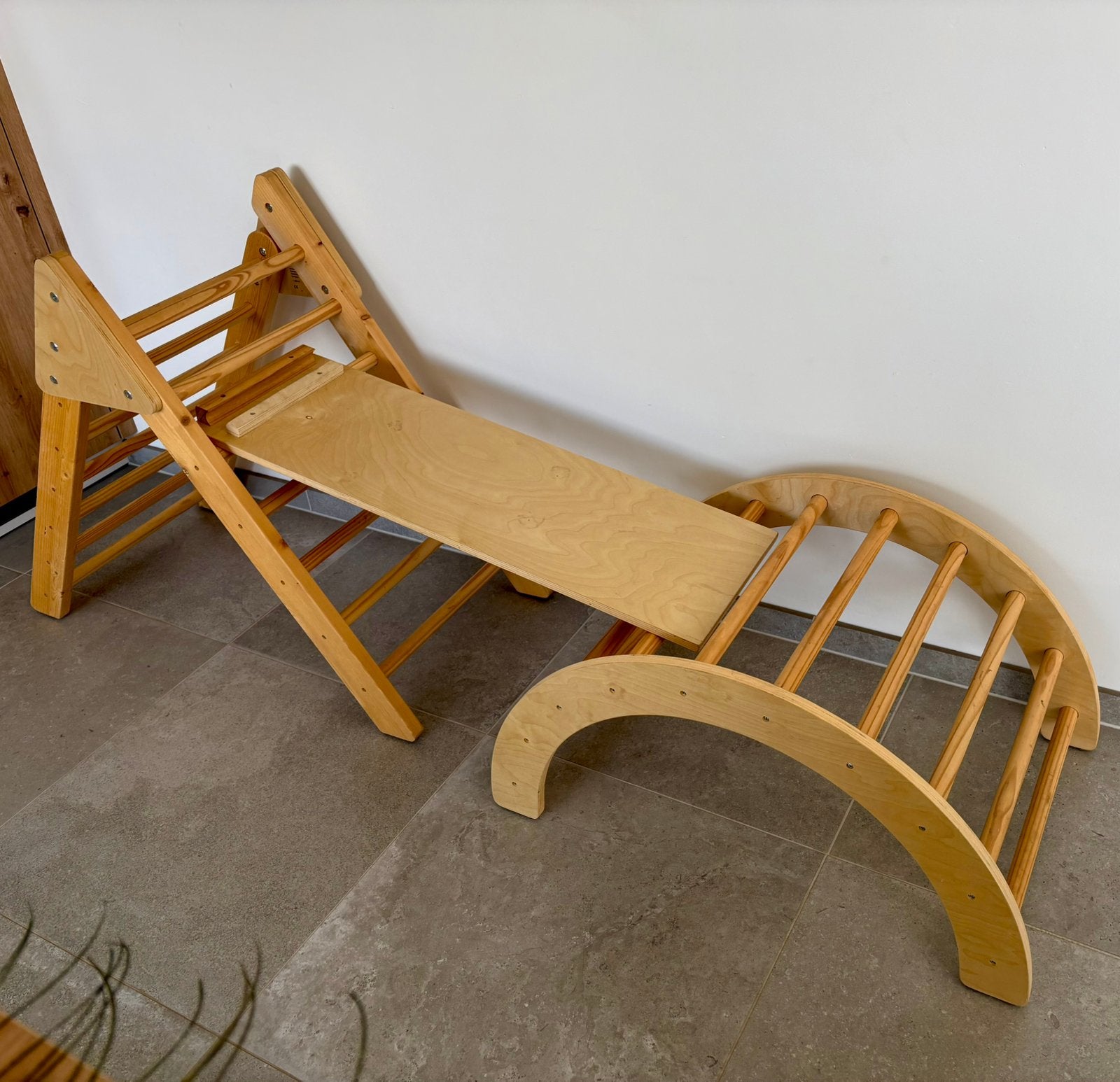 Houten klimtoestel 3 delige set met originele doos, Ophalen, Zo goed als nieuw