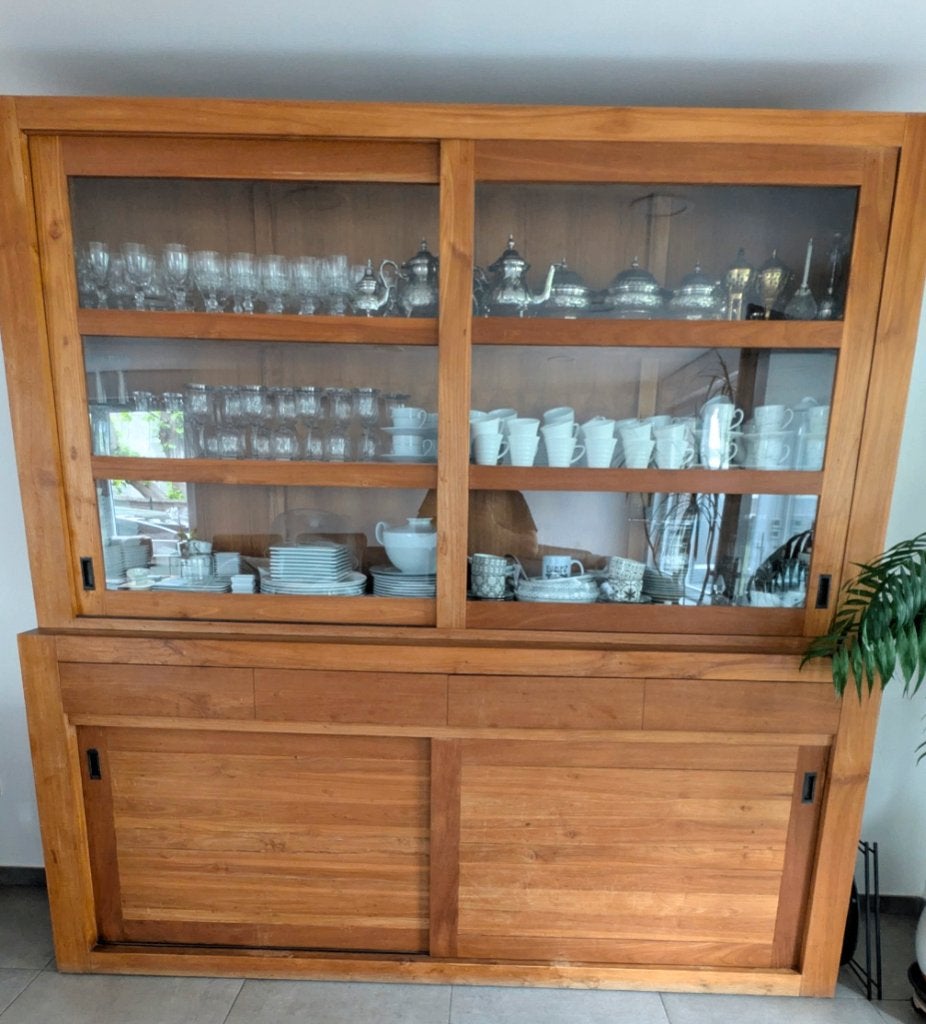 Armoire teck vitrine, Maison & Meubles, Enlèvement, Comme neuf, Teck