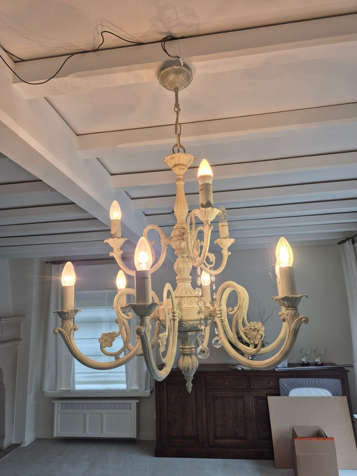 gietijzeren luster met 9 lampen, Huis en Inrichting, Ophalen