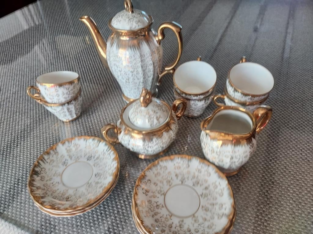 Magnifique service à café ancien 4 tasses avec pot à sucre e, Enlèvement