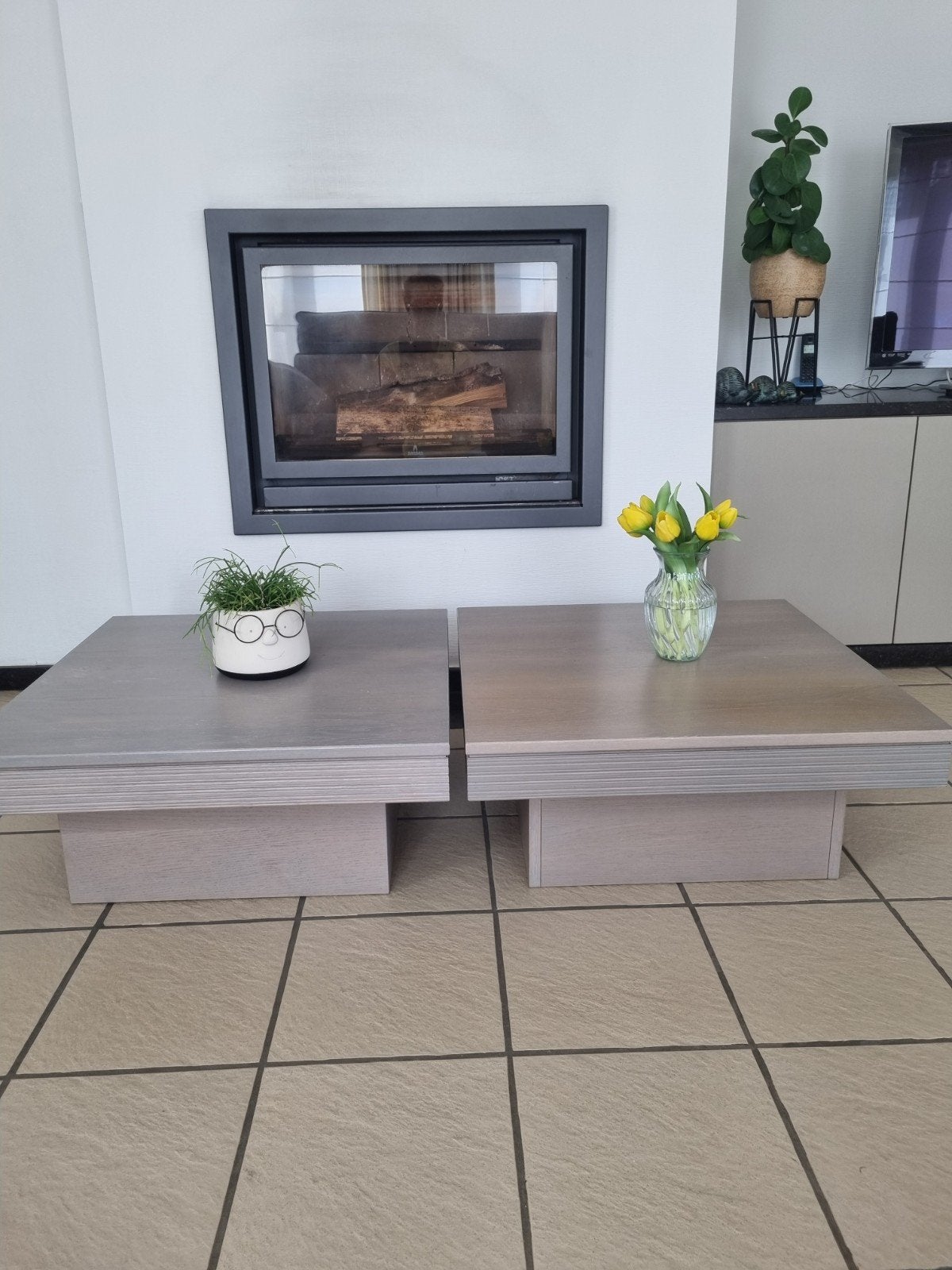 2 identieke salontafeltjes, Maison & Meubles, 50 à 75 m², Noir, Enlèvement, Utilisé