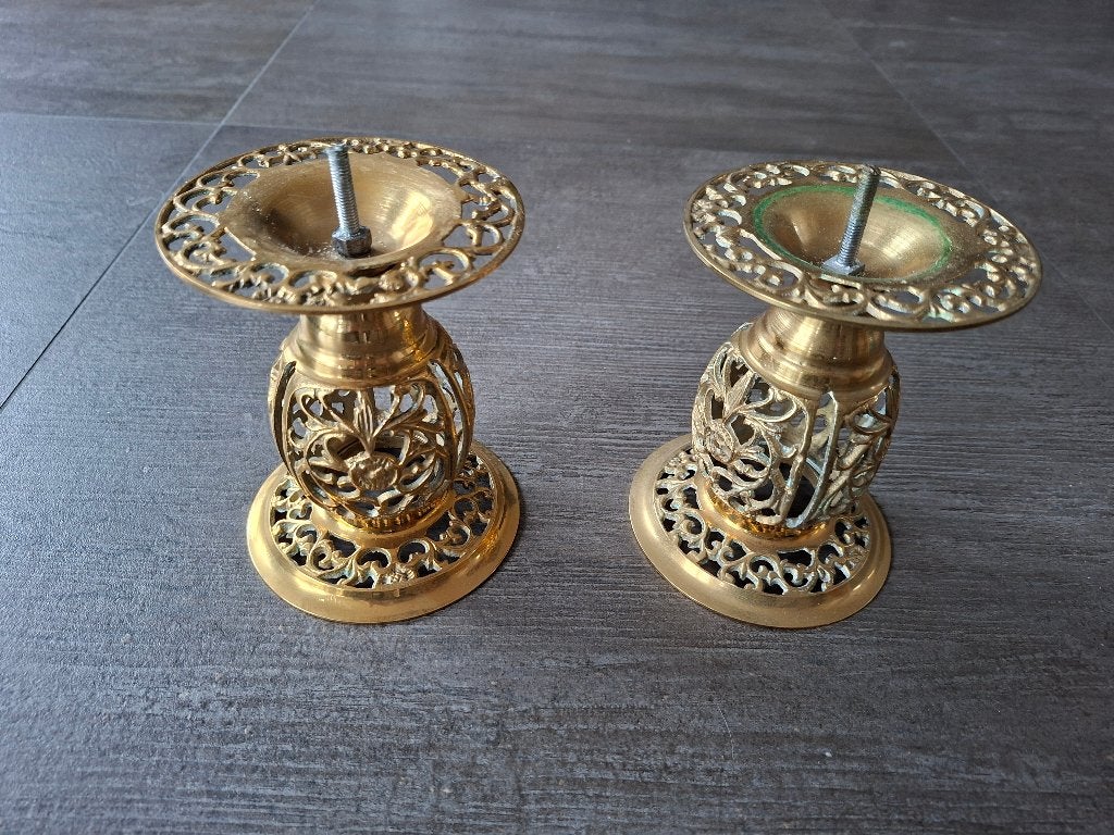 2 Vintage messing kandelaars, Antiek en Kunst, Ophalen, Koper