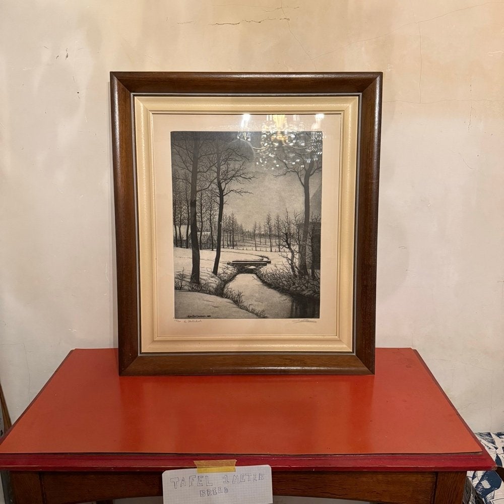 Originele Ets 'De Waterhoek' (1973) – Em. De Cooman (17/200), Ophalen, Ets, Genummerd