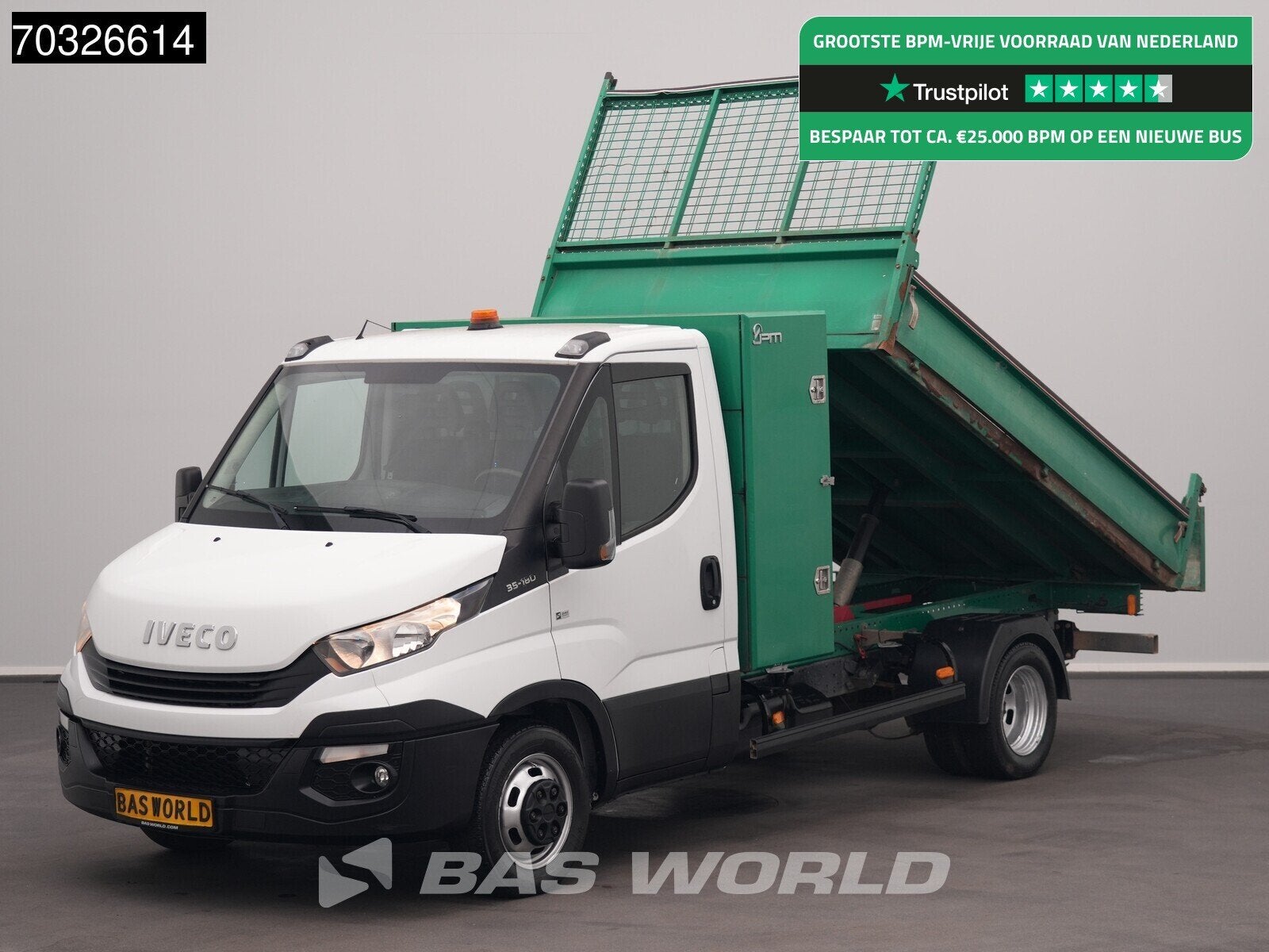 Iveco Daily 35C18 3.0L Kipper met Kist Dubbellucht 3,5t Trek, Stof, Gebruikt, Euro 6, 4 cilinders
