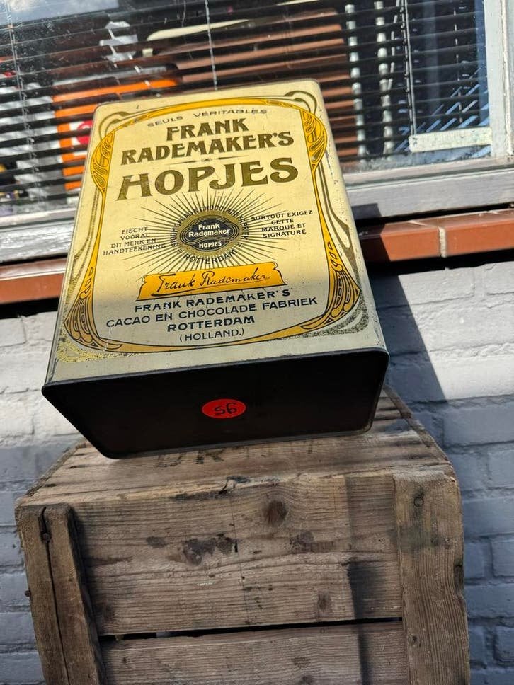 Vintage Frank Rademaker's Hopjes Blik - Art Nouveau, Verzamelen, Blikken