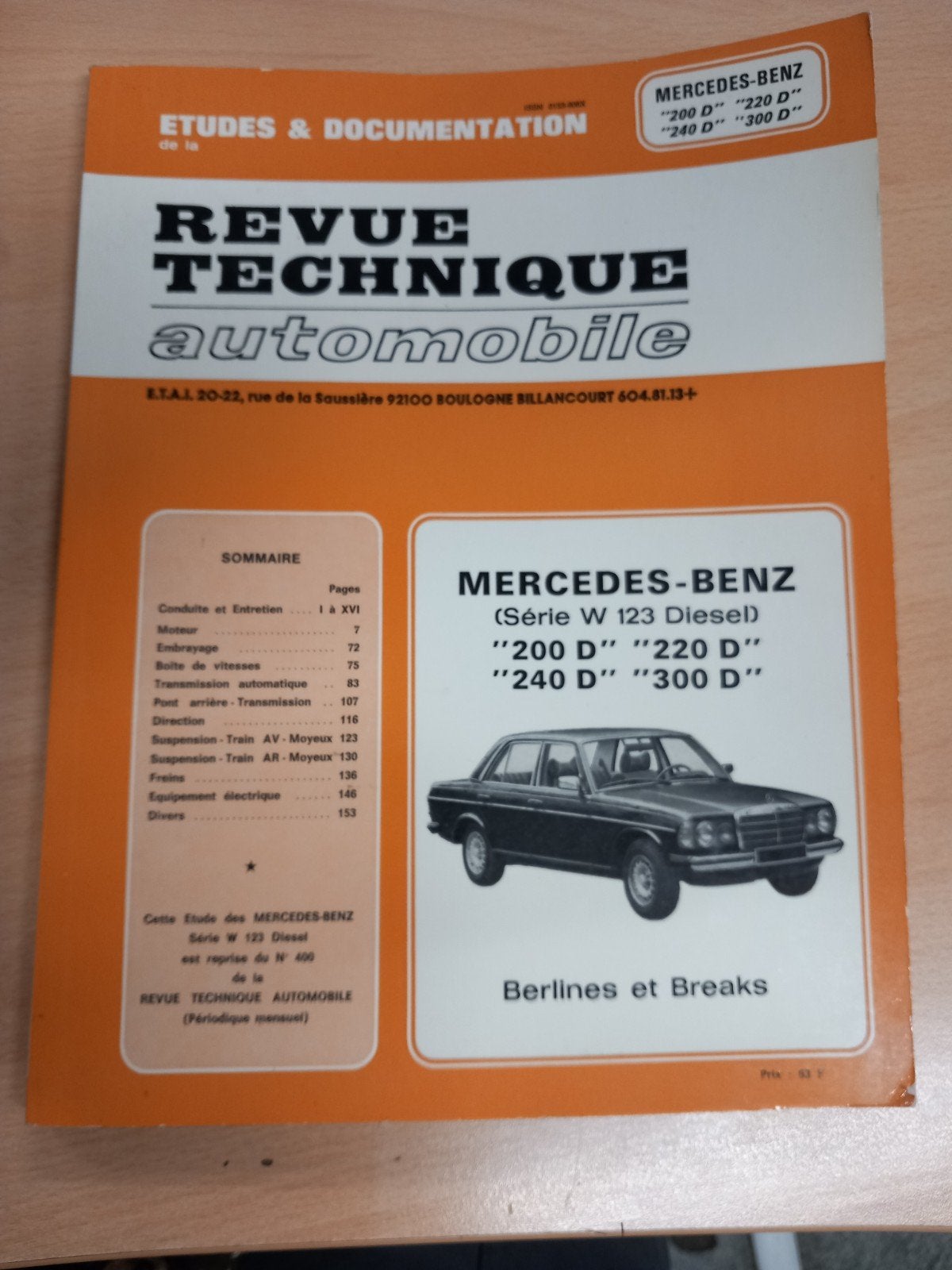 RTA Mercedes  W 123, Enlèvement ou Envoi