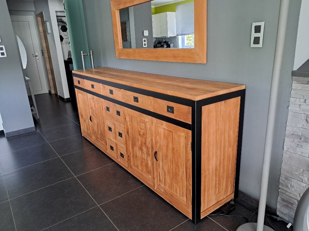 Dressoir teck massif, Avec tiroir(s), 25 à 50 cm, 200 cm ou plus, Comme neuf
