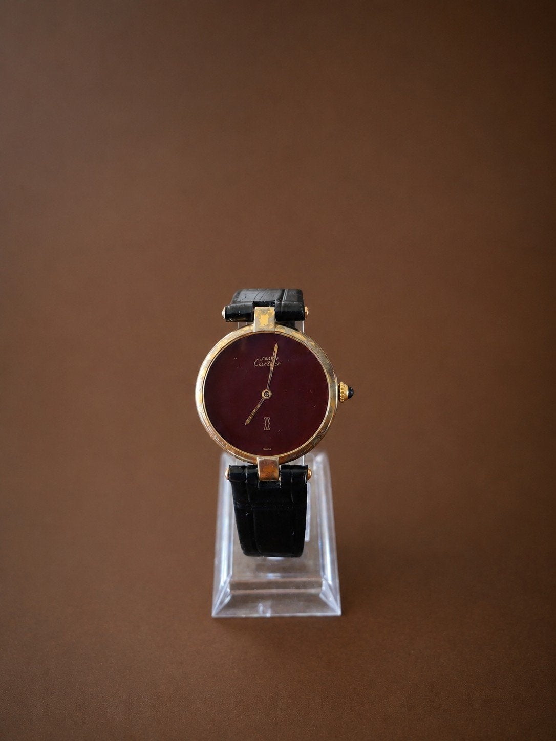 Cartier Must de Cartier Vendôme Bordeaux Dial 925  quartz, Enlèvement ou Envoi, Argent