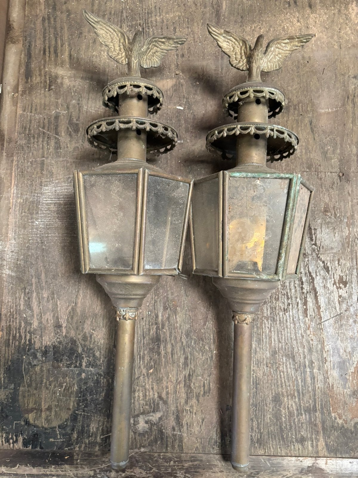Set koperen koetslampen, Antiek en Kunst, Ophalen