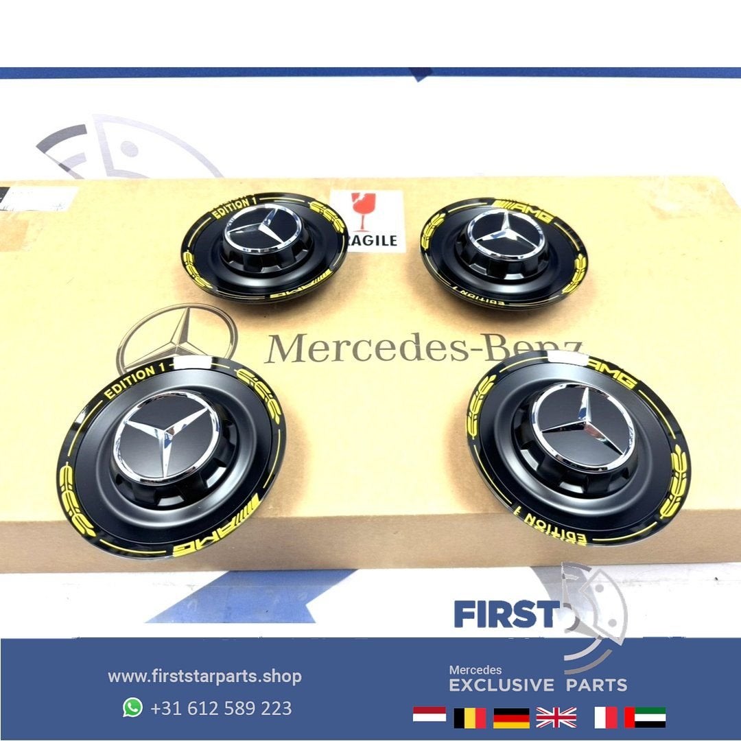 EDITION 1 AMG NAAFKAPPEN SET 4 ZWART GEEL W253 C253 GLC63 GL, -, Utilisé, -, -