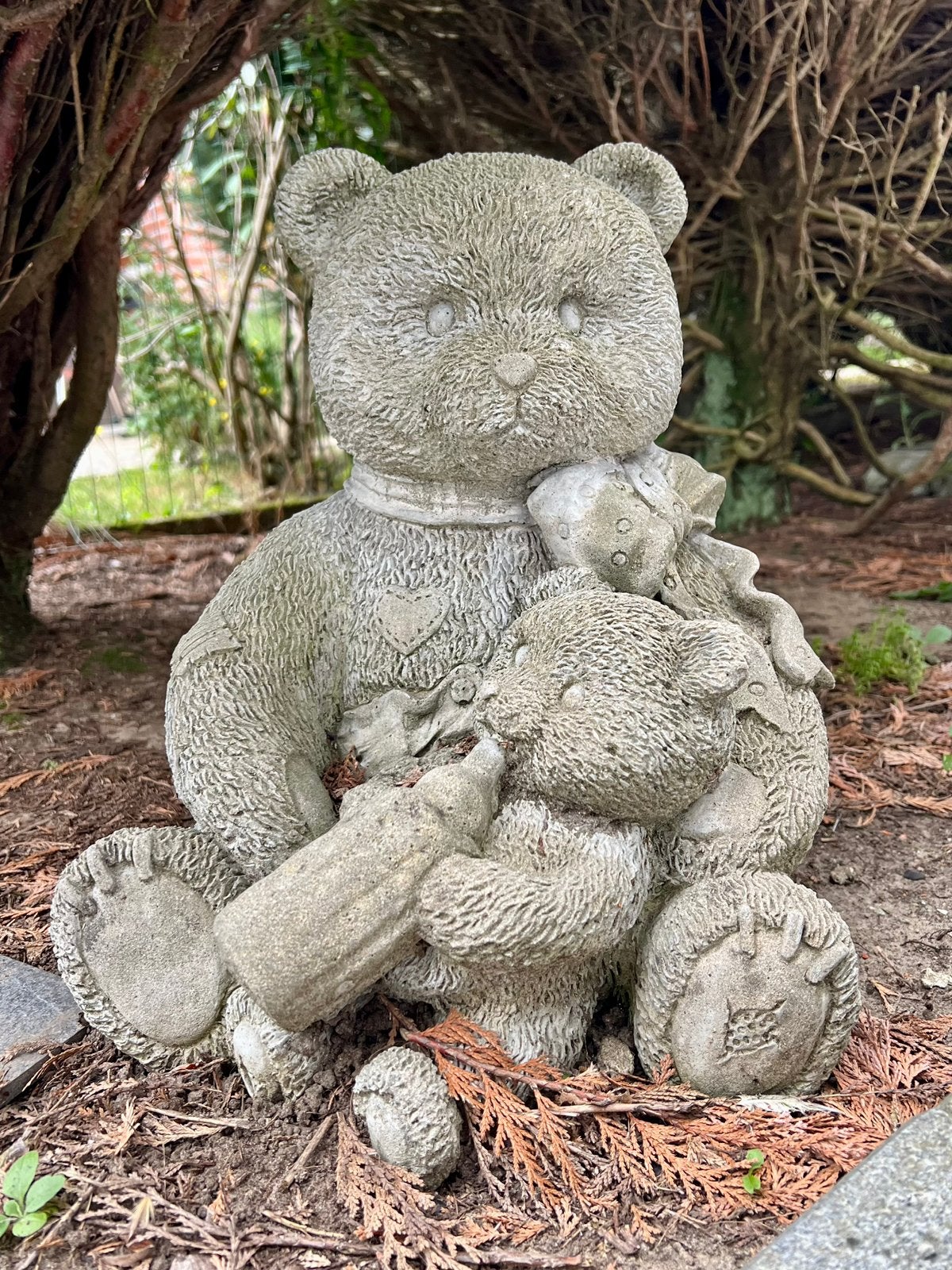 Statue de jardin en pierre avec ours, Enlèvement, Comme neuf, Béton