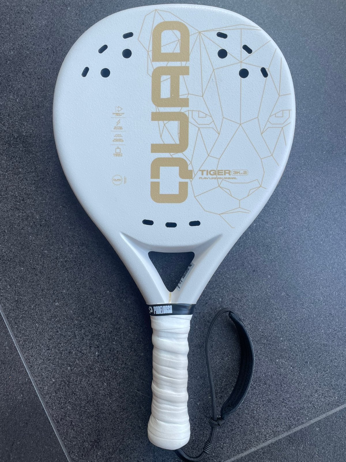 Padelracket QUAD Tiger 3k carbon, Ophalen of Verzenden, Zo goed als nieuw, Padelracket