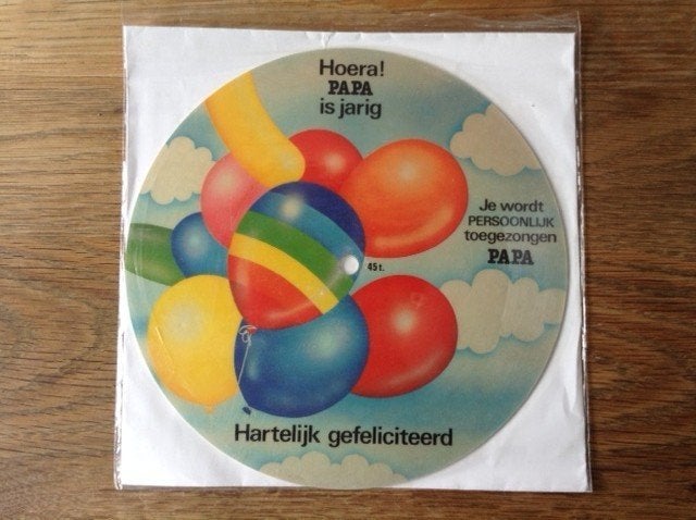single hoera! papa is jarig, En néerlandais, Enlèvement ou Envoi, 7 inch, Housse de protection extérieure