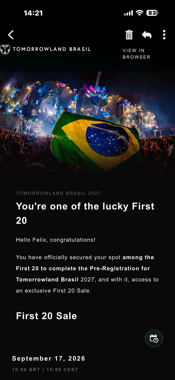 Tomorrowland Brésil, Tickets & Billets