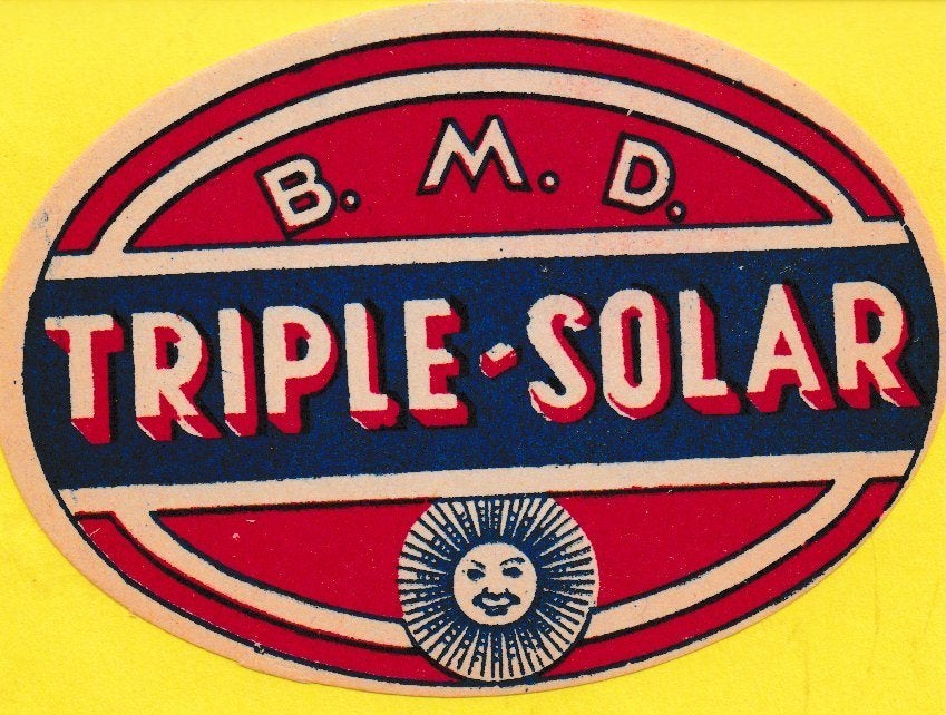Etiquette  B.M.D  Triple  Solar, Collections, Enlèvement ou Envoi