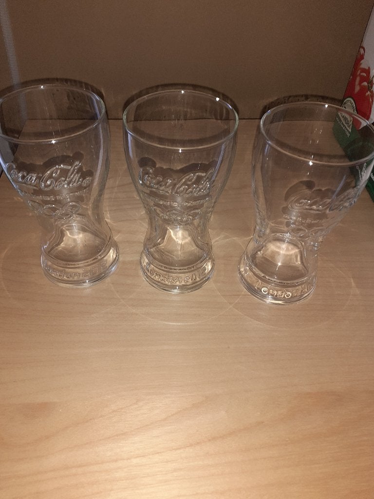 Verres à coca transparents de collection 2012 (lot de 3), Enlèvement, Comme neuf, Verre à soda