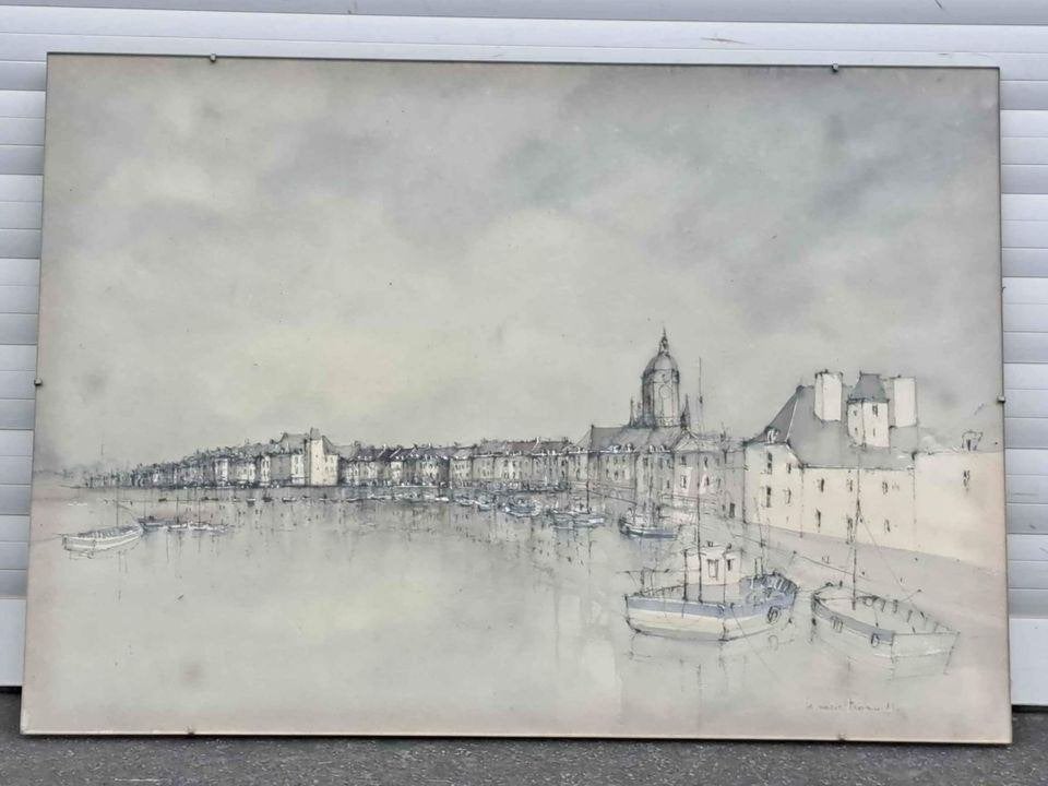 Aquarelle marine signe morlaine, Antiquités & Art, Enlèvement ou Envoi, Aquarelle