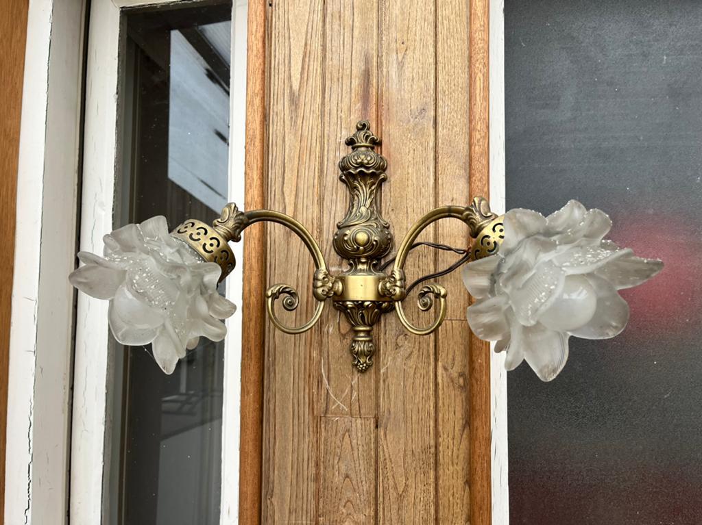 Vintage mid century barok rococo wandlamp, Ophalen, Metaal