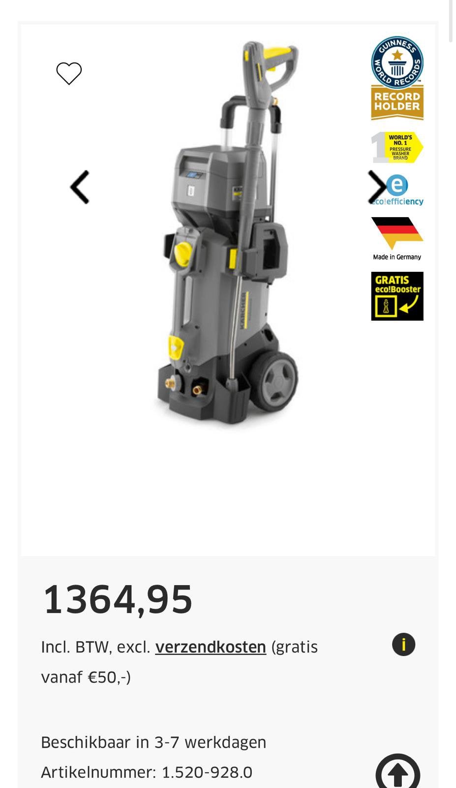 Karcher hogedrukreiniger splinternieuw, Ophalen of Verzenden, Nieuw, Accu, Met regelbare waterdruk