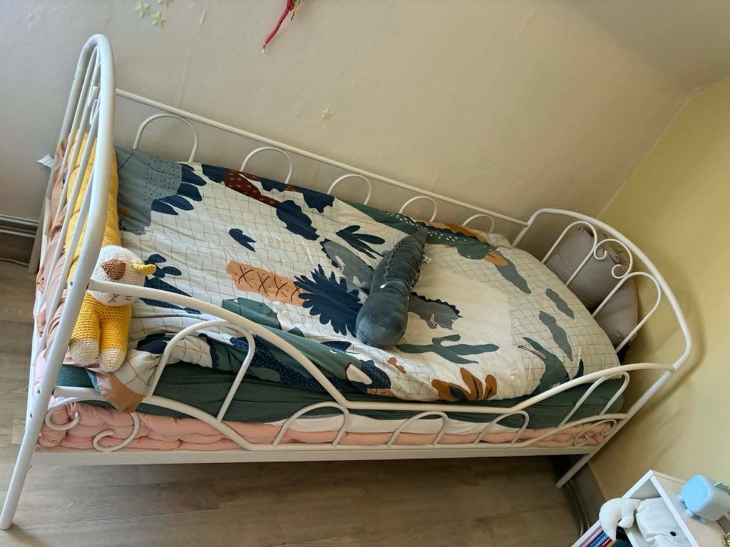 KINDERBED  metalen frame  lattoflex, Ophalen, 85 tot 100 cm, Zo goed als nieuw, Lattenbodem