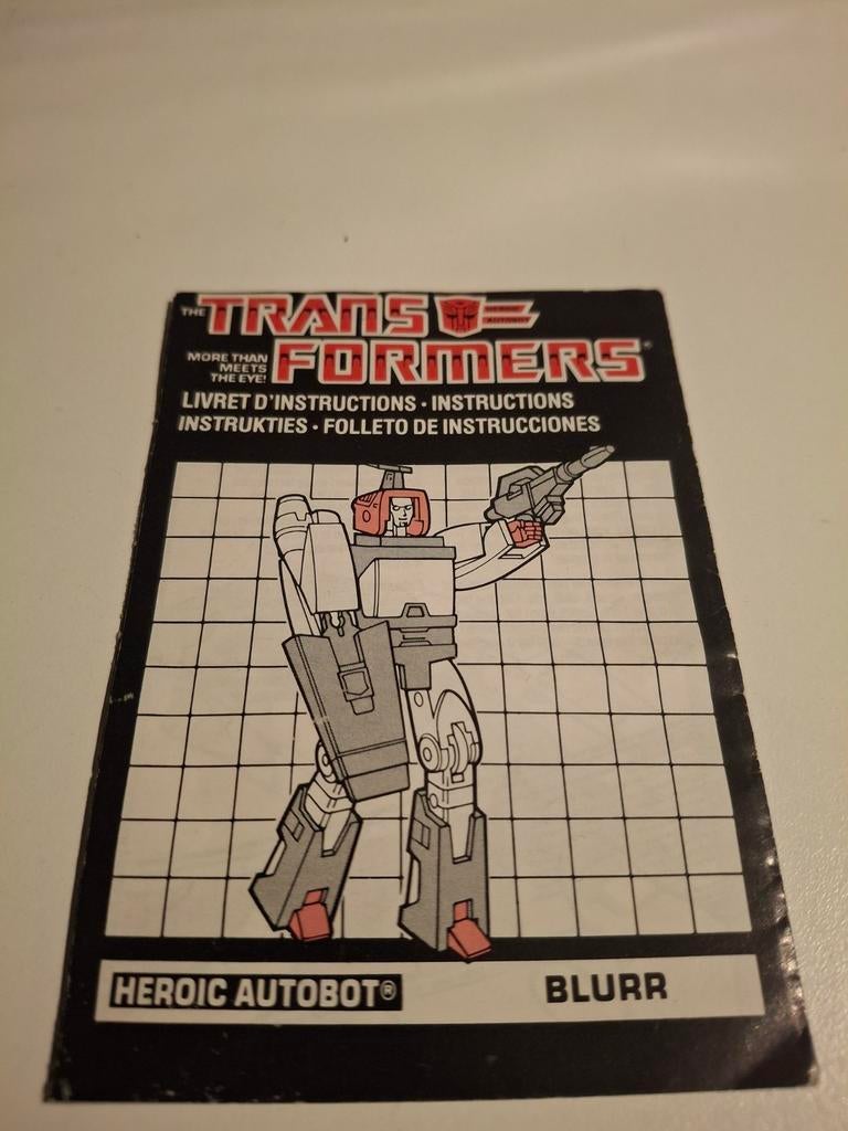 Transformers G1 Blurr instruction booklet, Verzamelen, G1, Ophalen of Verzenden