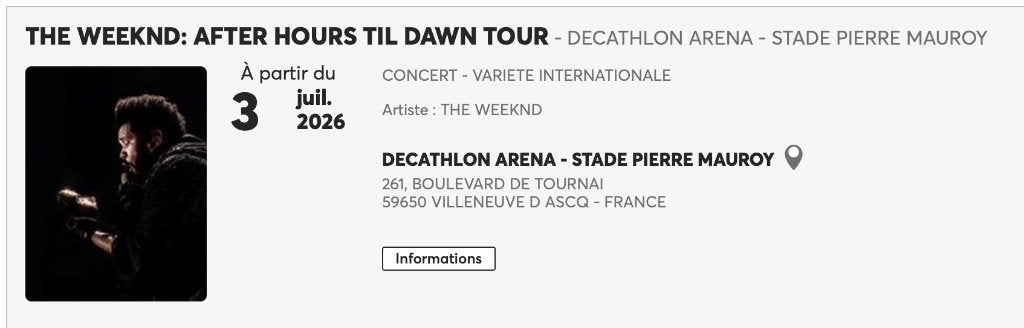 ticket THE WEEKND, Tickets & Billets, Événements & Festivals, Deux personnes