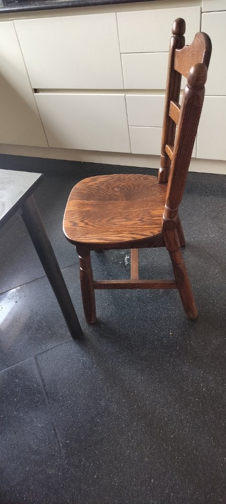 eiken stoelen + zwart houden bureau, 2 schuiven 60 x 120 cm, Huis en Inrichting, Stoelen, Ophalen, Gebruikt, Zwart, Hout