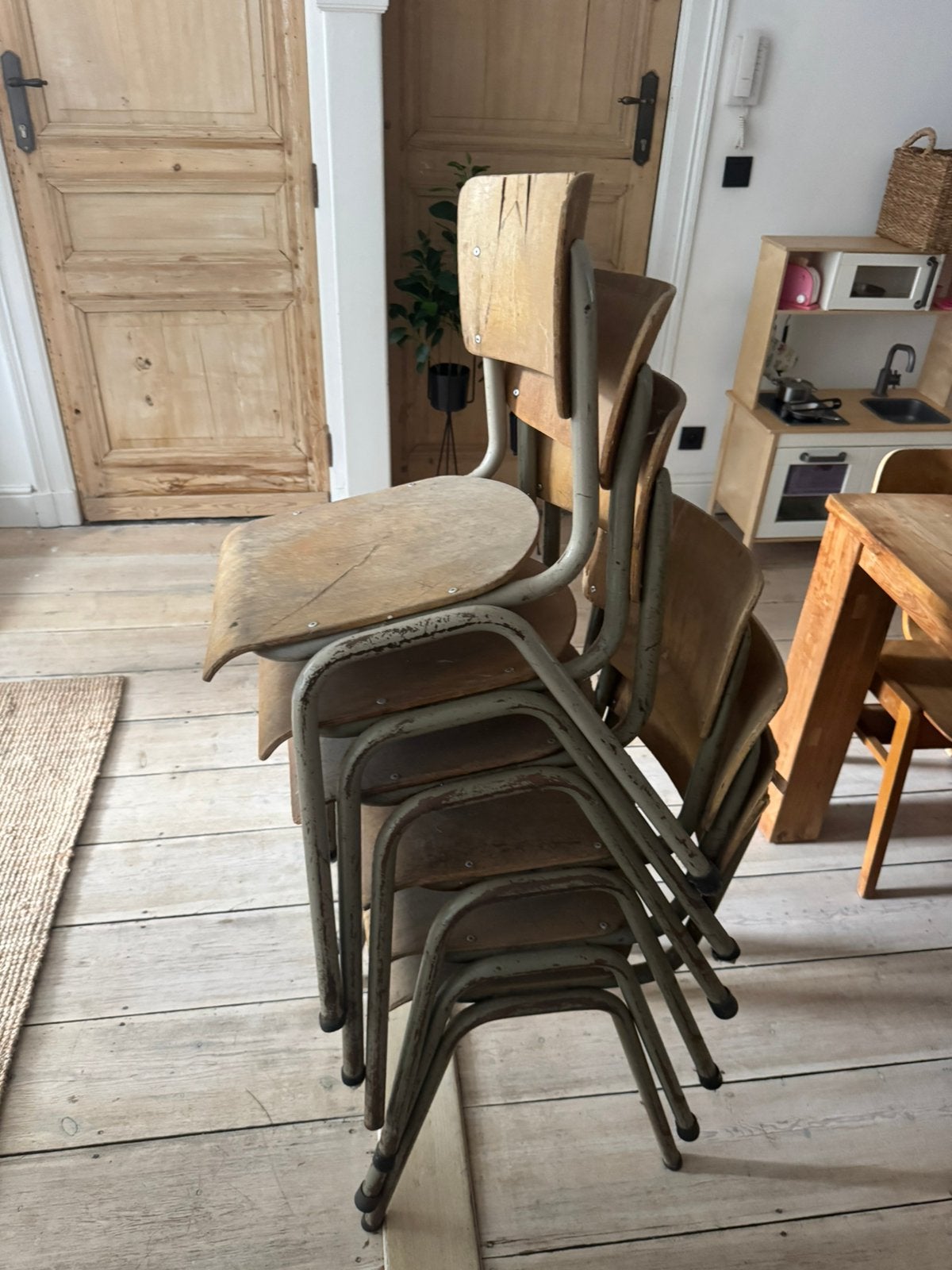 Chaises d'école 6 pièces, Maison & Meubles, Chaises, Enlèvement, Comme neuf