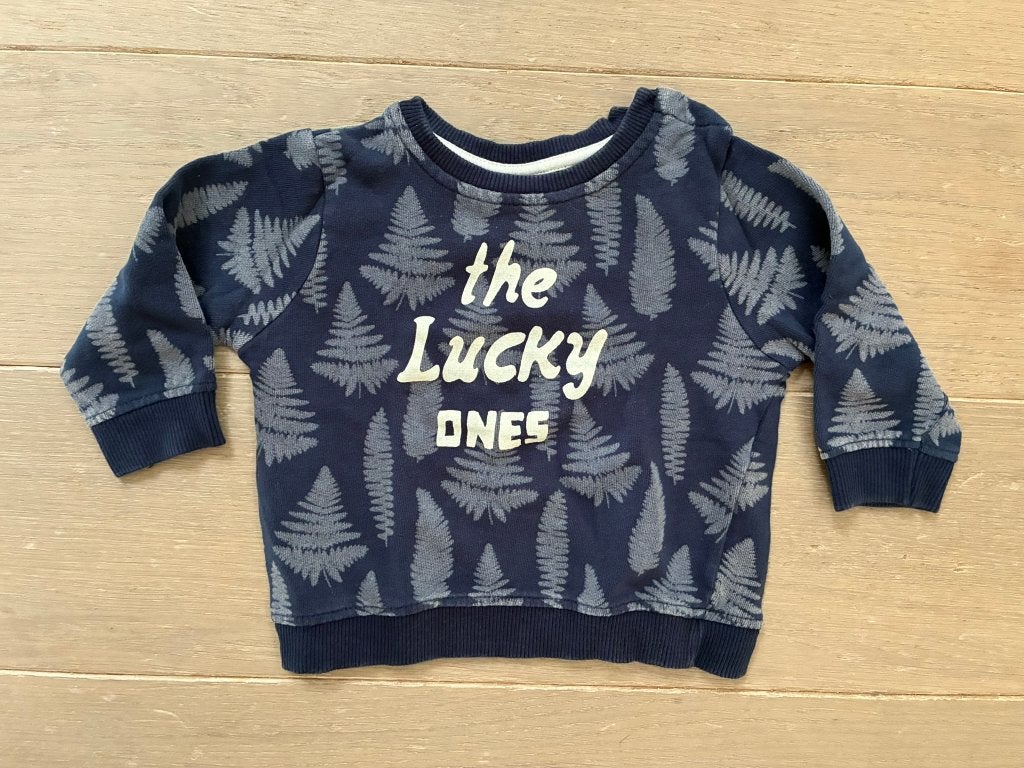 Donkerblauwe Sweater trui met print Zara (Maat 92/18-24 mnd), Trui of Vest, Ophalen of Verzenden, Zo goed als nieuw, Zara