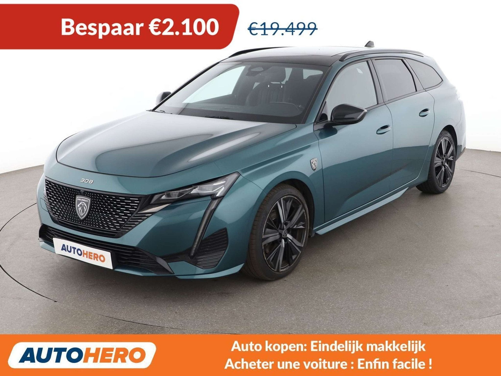Peugeot 308 1.5 Blue-HDi GT (bj 2022, automaat), Auto's, Gebruikt, Blauw, Leder, 96 kW